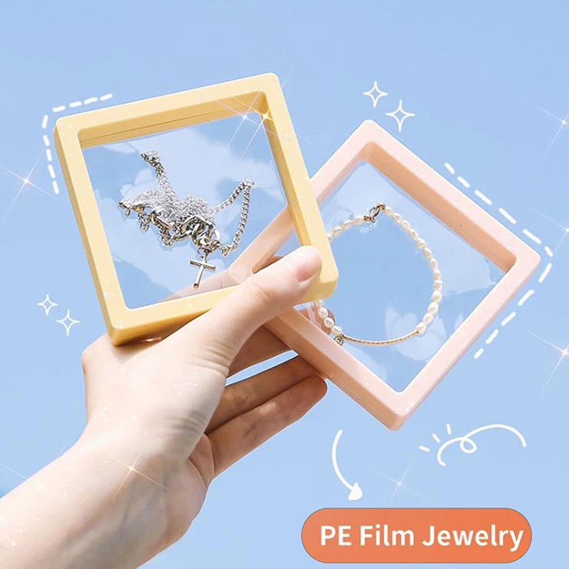PE Film Brooch Coin Gems Jewelry Storage Box Dustproof Exhibition Decor Rack S/M/L