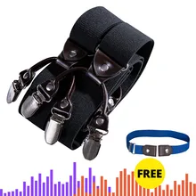 Однотонный черный подтяжки для мужчин галстук-бабочка запонки Hanky набор тканый y-обратно подтяжки без скольжения серебряный зажим Барри. Ван Бесплатный Подарочный ремень