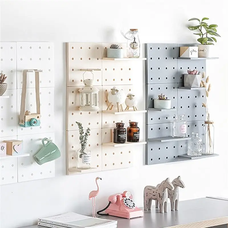 Креативный домашний DIY Пластиковый Pegboard стеллаж для хранения отверстие ПЛАСТИНА настенное крепление полка гостиная для кухни на присоске настенные органайзеры Держатели