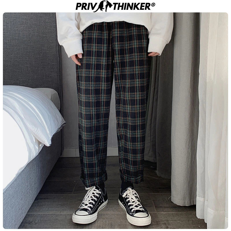 Privathinker 2020 New Fashion Man Loose Striped Length Trousers Korean Men Plaid Casual Pants Oversized Streetwear Joggers Privathinker 2020 New Fashion Man Loose Striped Length Trousers Korean Men Plaid Casual Pants Oversized Streetwear Joggers