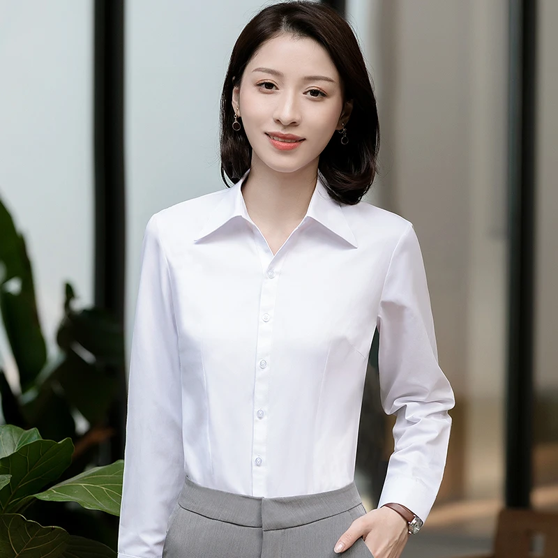 Get This Shirt Button Formal Blouse White Tops Long-Sleeve Women's V-Neckline Blusas Office Lady AANAM7Mr9