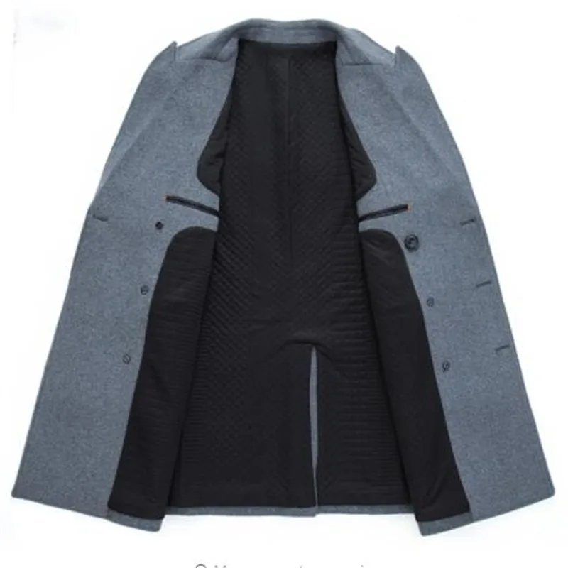 Brand Double Breasted Pea Coat Men Winter Mens Cashmere Coat Slim Fit Wool& Blends Mens Trench Coat Manteau Homme Overcoat