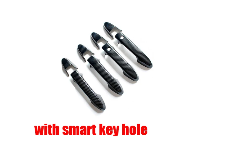 Углеродное волокно дверные ручки чаши Крышка отделка ABS Хромированная ручка наклейки 8 шт. для Honda Jazz Fit GK5 C1427 - Цвет: With smart key hole