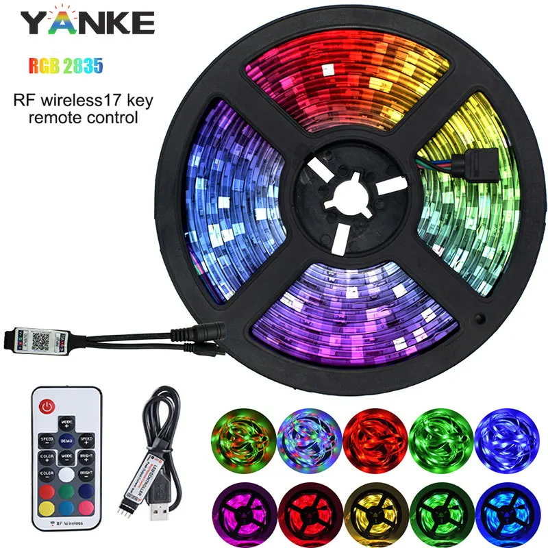 1M - 5M LED TV Light 2835 SMD RGB Strip USB Cable for Backlight Lamp with RF 17 Key Remote Controller Room | Освещение