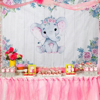 

Elephant Baby Shower Backdrops Birthday Party Decorations Kids Favor Gender Reveal Party Photography Background 210*150cm