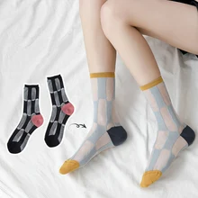 Женские повседневные носки; 1 пара; Новинка года; сезон весна; женские модные длинные тонкие мягкие носки для девочек; дышащие прозрачные носки