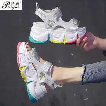 

Designers Platform Women Sandals Black Chunky Sandal Sports 8cm Wedge Shoes For Woman Summer Casual Women Sandals size 34-39