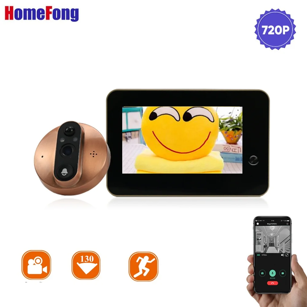 Without SD Card Homefong 4,3 дюймов Wifi умный дверной звонок с видеонаблюдением ЖК цифровой дверной звонок просмотра беспроводной дверной камеры Поддержка записи телефона - Color: Without SD Card