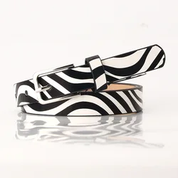 New Personality Leopard Belts For Women Fashion Zebra Pattern Decoration Belt Vintage Square Pin Buckle Waist Dresse Thin Belt