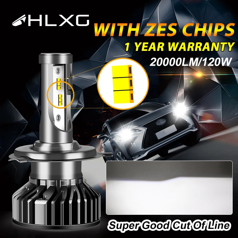 HLXG H7 светодиодный лампы 12v H4 головной светильник автомобильный luces супер 12000LM 6000 К