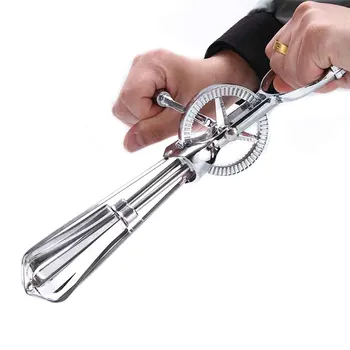 

Stirring Cooking Rotary Hand Crank Handheld Mixer Stainless Steel Manual Eggs Beater Portable Multipurpose Silver Kitchen Tool