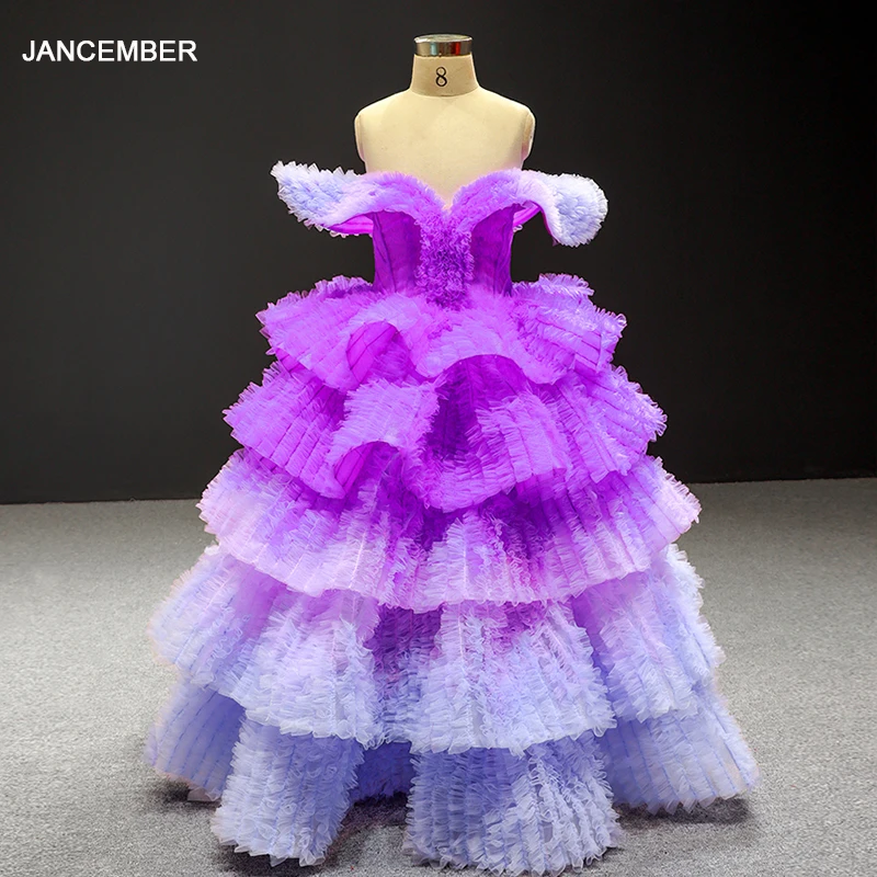 J66905 janceber цветочные платья для девочек 2020 фиолетовые вечерние бальные с v образным