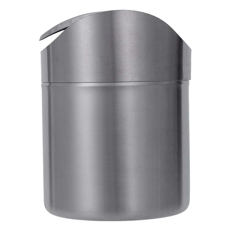LIXF Stainless Steel 1.5L Mini Worktop Kitchen Waste Dust Bin Rubbish With Swing Lid Silver