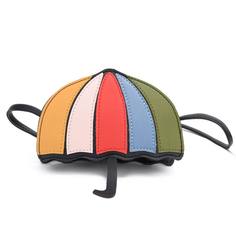 Newest Style Baby Girl Messenger Bags Kids Children Princess Shoulder Bag Handbag Umbrella Shape Rainbow Color Coin Purse Wallet
