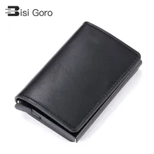 BISI GORO, Мужской и Женский Смарт-кошелек, мини-кошелек, безопасность, RFID держатель, всплывающий клатч, Чехол для карт, алюминиевая коробка, кредитный держатель для карт