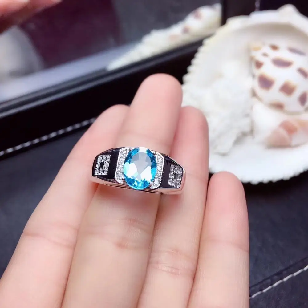 Anel masculino de pedra preciosa topázio azul transparente, joia de prata,  bom corte, presente de aniversário, festa de aniversário, ornamento de  prata natural - AliExpress, image size:1000x1000