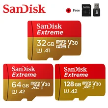 Sandisk-tarjeta de memoria Micro SD Extreme, Original, A2, A1, V30, U3, 4K, Flash, 64GB, 32GB, TF, 128GB, para teléfono
