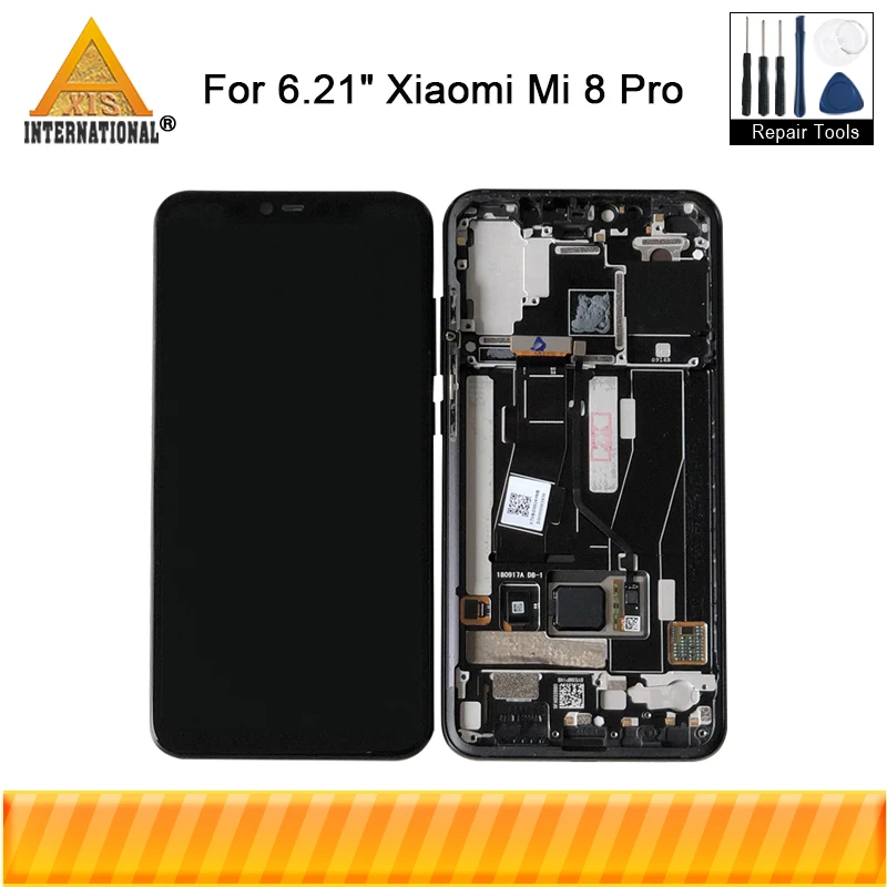 Оригинальная Axisinternational AMOLED ЖК-рамка для 6,2" Xiaomi Mi8 Pro Встроенный ЖК-экран с отпечатком пальца+ сенсорный дигитайзер