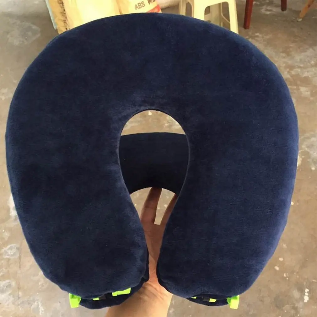 Multi-Function Folding U-Shape Travel Pillow for Airplane Inflatable Neck Pillow 4Colors Comfortable Pillows for Sleep Textile