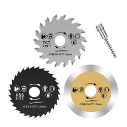 3 pçs para fora diâmetro 54.8mm mini hss circular lâmina de serra ferramenta rotativa metal plástico madeira cerâmica corte serra lâmina