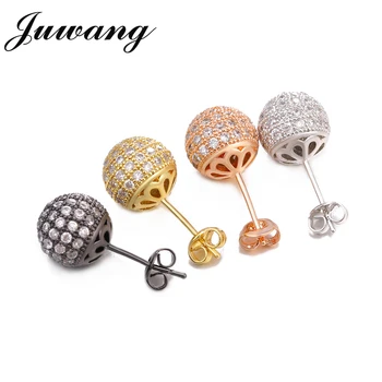 JUWANG 4 Color Brilliant Minimalist Stud Earrings for Women AAA Gorgeous Geometric Zircon CZ Pave Korean Bella Oorbellen Earing