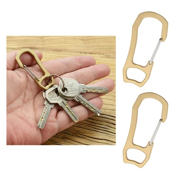 

2pcs Carabiner Clip Brass D-Ring Spring Loaded Wire-Gate Small Keychain Carabiners Clip Set for Outdoor Camping Hiking