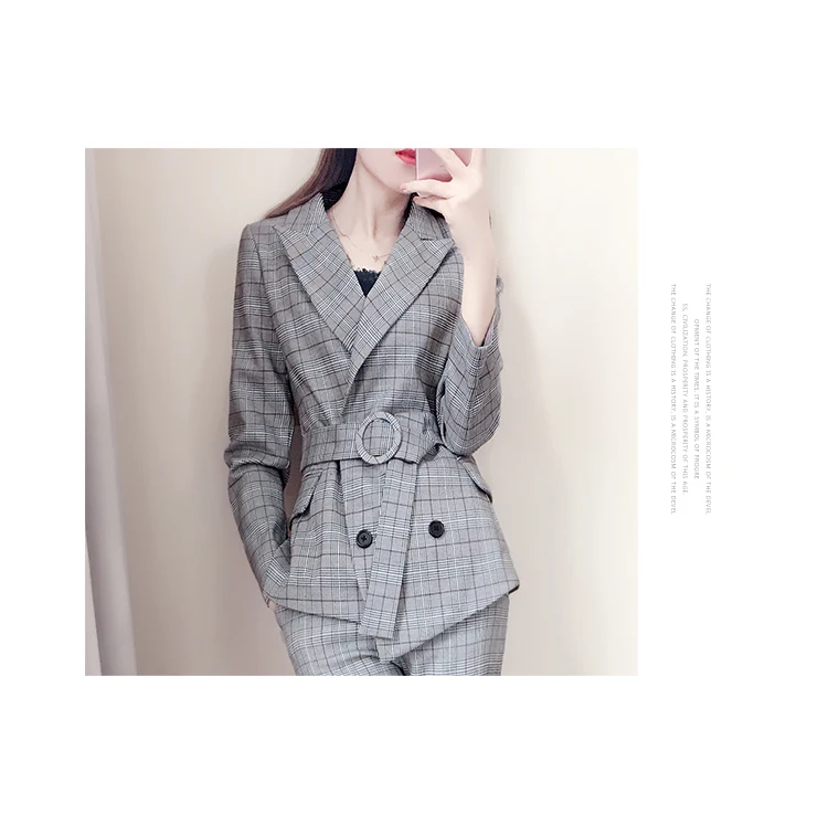 Mode Dames комплект в клетку Nieuwe Herfst Koreaanse Тонкий темперамент Britse Stijl Kleine Pak Lente Tweedelige Tij