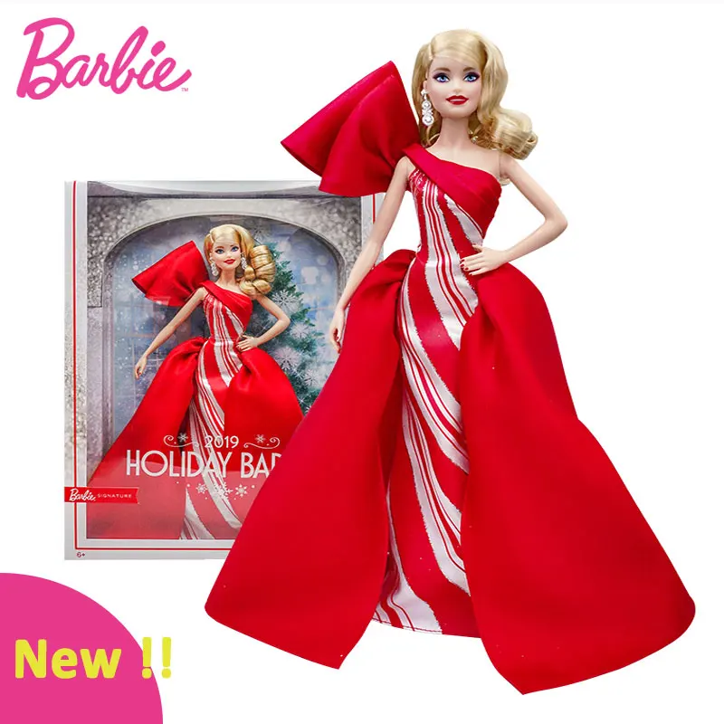 2019 New Barbie Holiday Doll Genuine Collection Blond Hair Red Christmas Presents Girl Fxf01 - Dolls - AliExpress