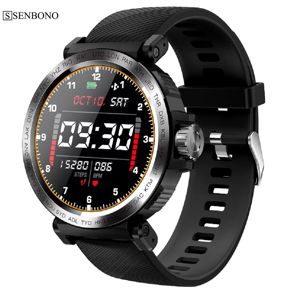 Ceny SENBONO S18 pełne zegarek smart watch z ekranem dotykowym IP68 wodoodporne mężczyźni zegar sportowy opaska monitorująca aktywność fizyczną tętno inteligentny zegarek do monitorowania