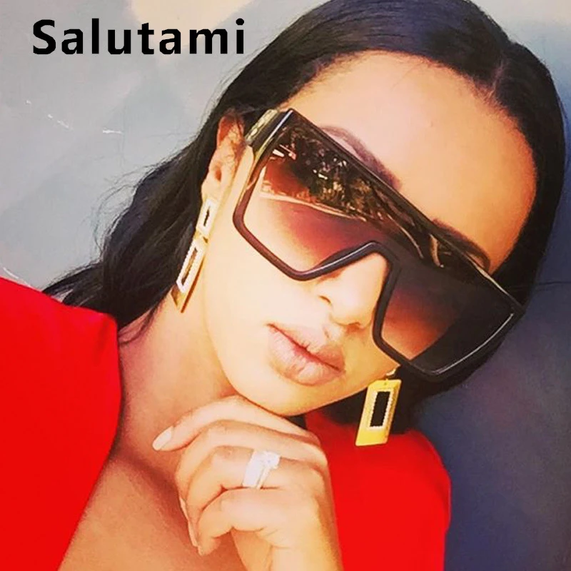 

Gradient Suqare Women Sunglasses Oversize Flat Frame Sun Glasses Ladies Vintage One Piece Mirror Shades Ins Hot Oculos Feminino