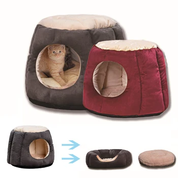

Pet Cat Bed Foldable Winter Warm Washable Puppy Cats Cave Sleeping Mat Tent Portable Basket Mat Cat House Kennel Supplies