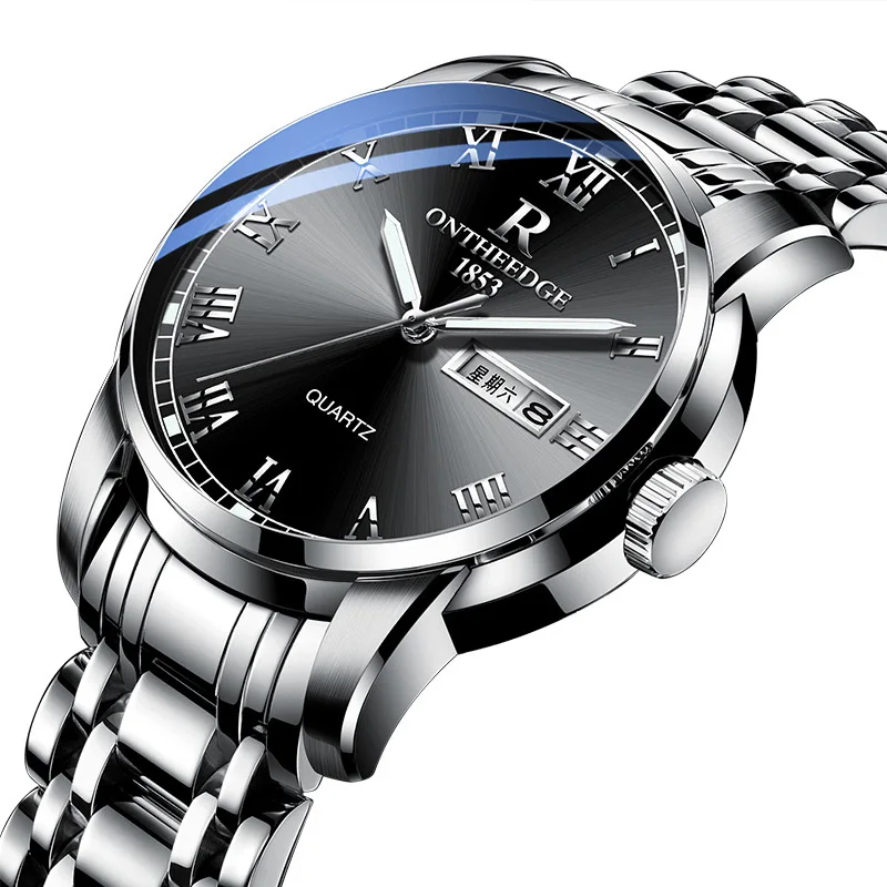 Ruizhiyuan Band Steel Watch Men's and Women's Genuine Quartz Watch Three-pin Business Non-Mechanical Watch 