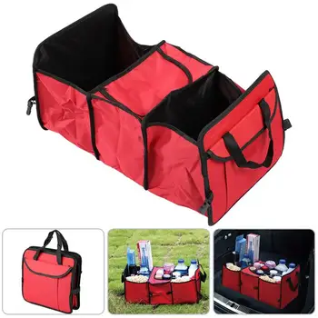 

Red waterproof Multi-function foldable Car Trunk Storage Bag Oxford Insulated anti-pressure shockproof Cooler Storage Box Bag
