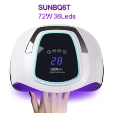 SUN BQ6T 36 светодиодный 72 Вт лампа для ногтей УФ светодиодный светильник для отверждения ногтей Сушилка ЖК-дисплей Гель-лак сушилка Авто зондирующая лампа для ногтей