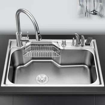 

Multi-Function Nano Kitchen 304 Stainless Steel Sink Large Single Sink Knife Holder Sink Sink Vegetable Washing Sink Thicken