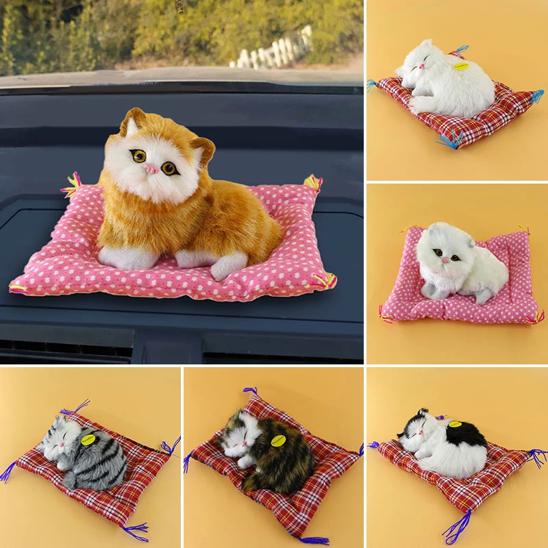Cute Simulation Sleeping Cats Mini Plush Doll Ornaments For Car Home