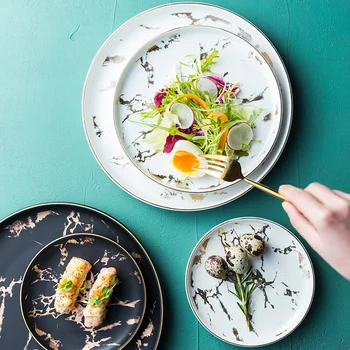 

Kitchen Dinner Plates Set Dishes Ceramic Serving Platter Dinnerware Set Plates Bone China Vajillas Completas De Porcelana