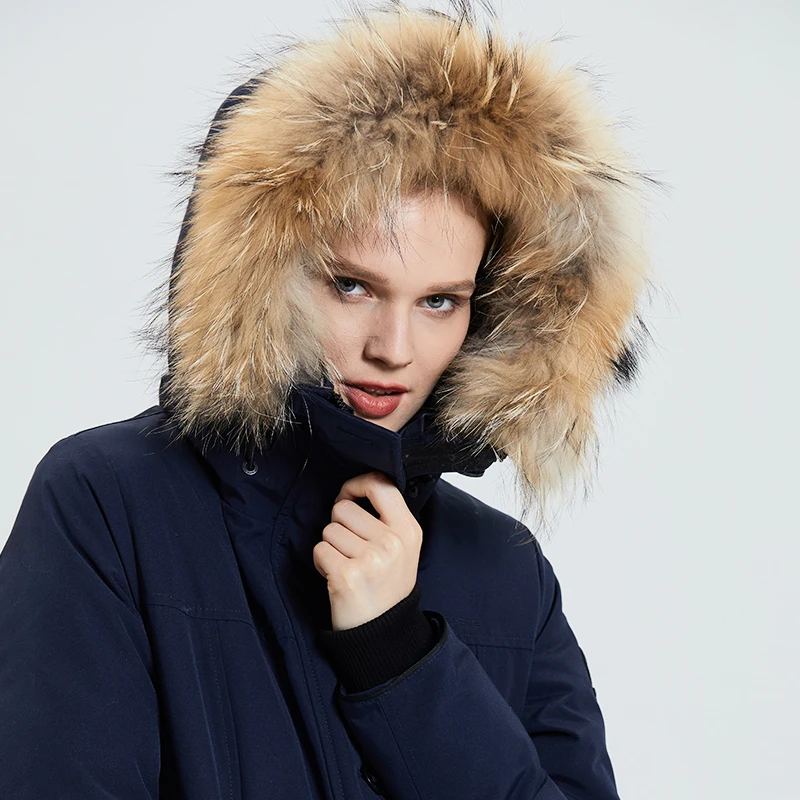 Tiger Force, женская зимняя куртка, утолщенная, теплая, парка с капюшоном из натурального меха, водонепроницаемая, ветрозащитная, для улицы, зимняя куртка, стеганое пальто