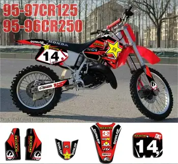 

Customized Number Full GRAPHICS BACKGROUNDS DECAL STICKER Set for Honda CR125 CR 125 1995-1997 CR250 CR 250 1995 1996