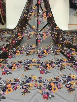 

5 yards black Sequin Lace Fabric Fashion African Lace Fabric 2019 High Quality Lace French Lace Fabric For Party Dress