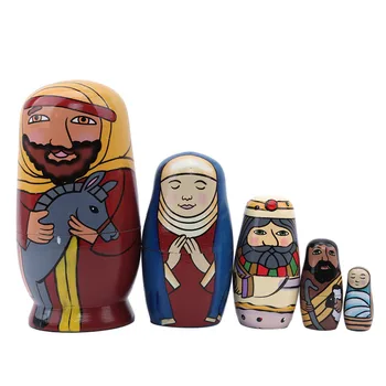 

Hot Sale Russian Nesting Dolls Matreshka Handmade Crafts Ornament 5PCS Wooden Matryoshka Doll Wooden For Home Decoration