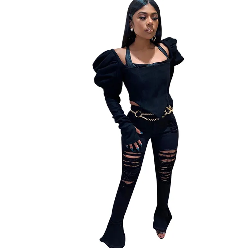 

New Arrival Women Blouse Puff Sleeve Square Collar Top Long Sleeve Solid Color Top Ladies Blouse Short Shirts Ladies Clothes