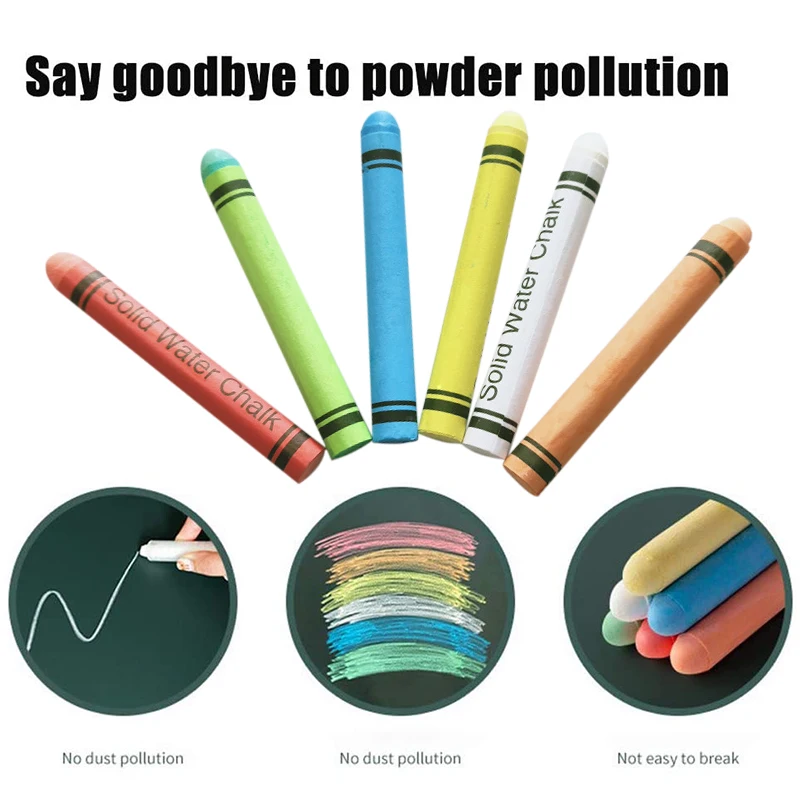 Newly 6/12/18/30/60 Pcs Chalk Water Soluble Dustless Erasable Solid