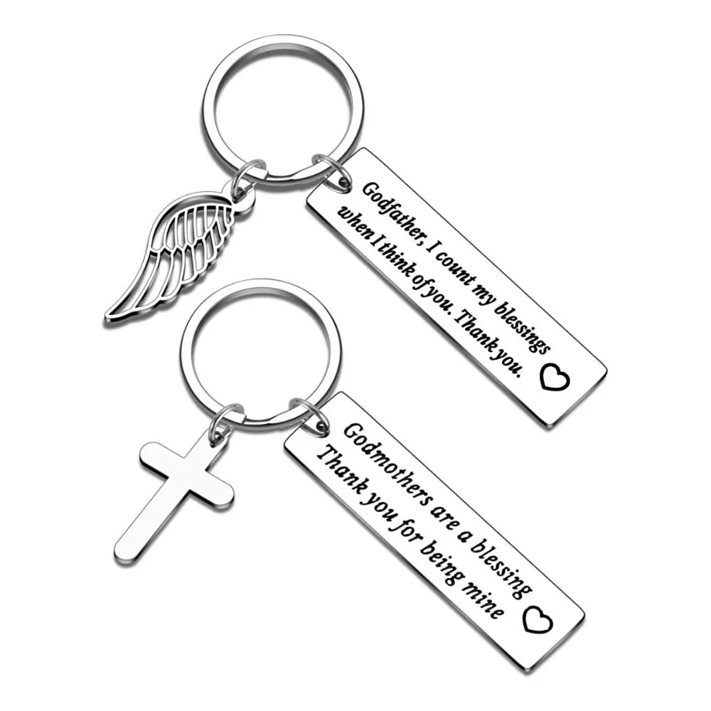 Godson Keychain Gift From Godfather - Stainless Steel Engraved Inspirational Message For Birthday, Christmas - View #4