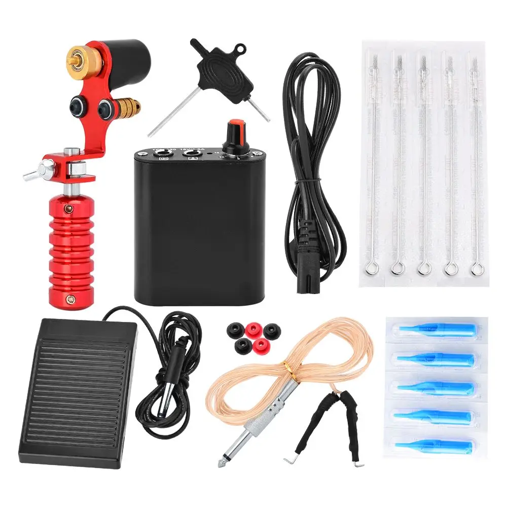 

Complete Tattoo Kit Tatuagem Professional Tatoo Machine Set Maquina De Tatuagem Black Power Supply Footswitch Permanent Makeup