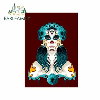 

EARLFAMILY 13cm x 9.3cm For Woman Skull Funny Car Stickers Auto Car Assessoires Decal Waterproof DIY Occlusion Scratch