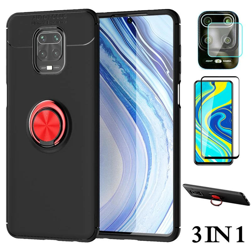 Премиум Магнитный чехол Xiaomi Redmi Note 9 Pro S с кольцом и подставкой силиконовый для 9S