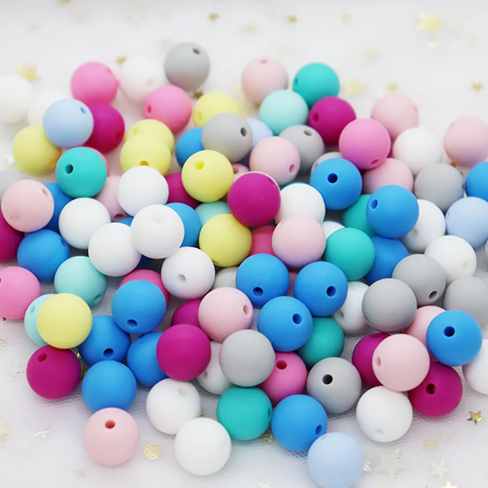500Pcs Round Perle Silicone Beads 12mm Siliconen Kralen BPA Free Silicone Dentition Mordedor Bead DIY Teething Necklace Baby Toy