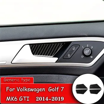 

4Pcs Carbon Fiber Car Interior door handle bowl 3D sticker Protection Trim For Volkswagen VW Golf 7 GTI-MK7 2014-2019