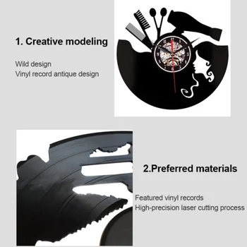 

Wall Clock Vinyl Record Retro Clock Haircut Girl 3DLED Quartz Living Room Decoration Wall Clock1